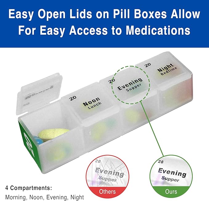 Medcenter Monthly Pill Box Organizer HSA/FSA, 4 Times a Day, Large 31 Daily Pill Cases with Compartments for Vitamins, Supplements, Medication, 31 Day Pill Organizer