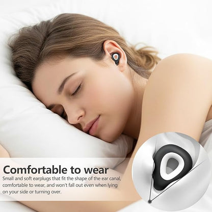 Ear Plugs for Sleeping Noise Cancelling - Black Reusable Earplugs for 24dB Noise Reduction Snoring Concerts Sleep Deep Focus Work Travel Study, Silicone Flexible Hearing Protection Ear Plugs +3Tips