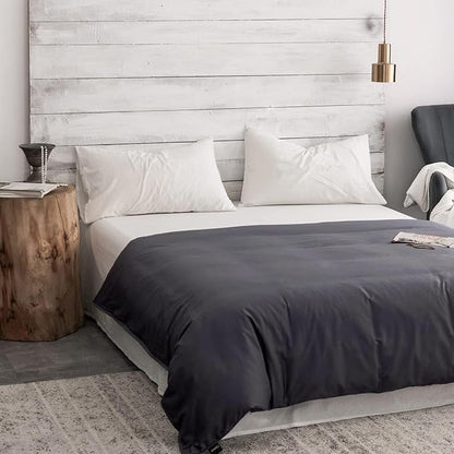 ZonLi Duvet Cover for Weighted Blanket (Grey, 60'' x 80''), Breathable Soft Duvet Cover Queen Size Removable Cooling Comforter Cover for All Season