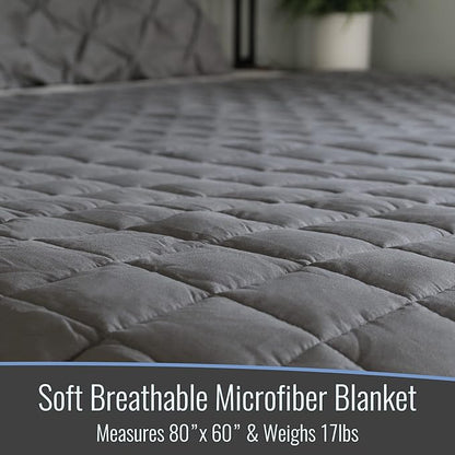DMI Microfiber Weighted Blanket Queen Size | 17 lb Heavy Blanket | 80" x 60" Breathable | Soft Microfiber with Glass Beads | Grey