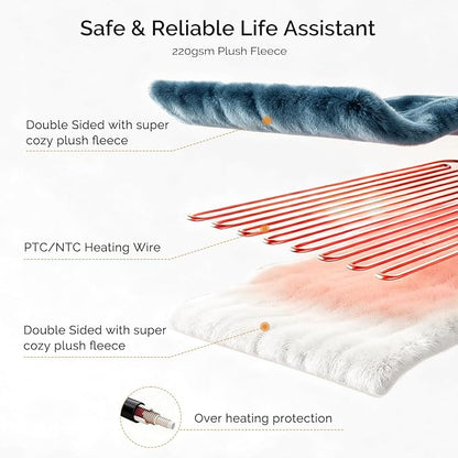Heated Blanket Electric Blanket Queen Size 84"x90" Fast Heating Electric Blanket with Dual Control 10 Heat Levels & 10 Hours Auto-Off Overheat Protection Cozy Soft Flannel Heated Throw Blanket
