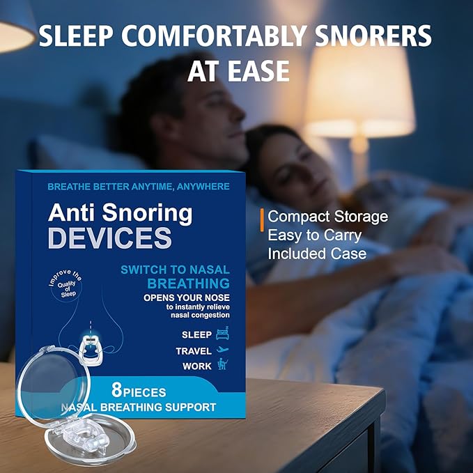 Anti Snoring Devices, Silicone Magnetic Anti Snoring Nose Clip, Nasal Strip for Snoring with Adjustable Magnet, Magnetic Nasal Strip, Stop Snoring for Men and Women, 8PCS