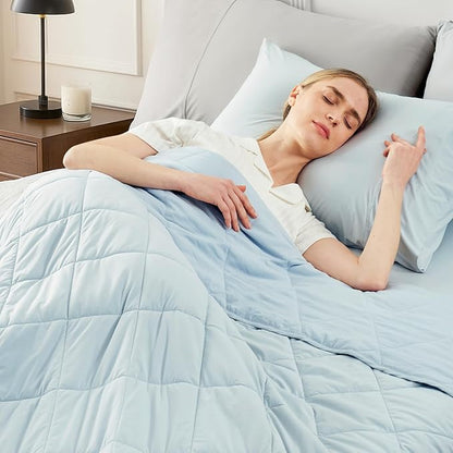 Cozy Bliss Cooling Blanket for Hot Sleepers King Size, Q-Max 0.45 Cooling Comfort, Cold Blankets for Night Sweats Sleeping, Ultra-Cool Lightweight Breathable Summer Blanket for Bed, Cool Blue
