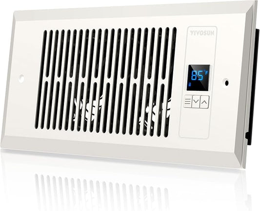 VIVOSUN Quiet Register Booster Fan for 𝟒" 𝐱𝟏𝟎" Holes, Cooling Heating Vent with Intelligent Thermostat Control, 10-Speeds Increase Airflow Booster Fan for Bedroom & Attic, Matte White