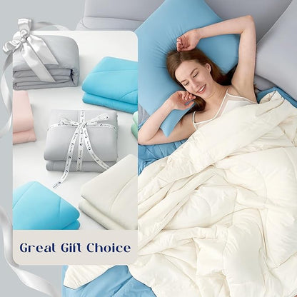 Dream Valley Outlast® Queen Cooling Comforter, NASA-Grade Instant Cooling Blanket for Hot Sleepers, Luxurious Comforter for All Season, Ivory, 90"x90"