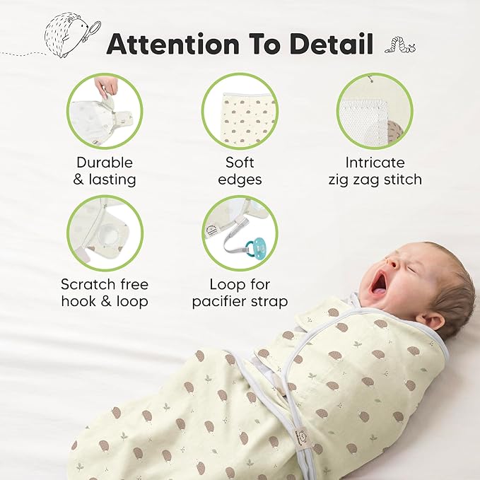 3-Pack Organic Baby Swaddle Sleep Sacks - Swaddles for Newborns, Infant 0-3 Months, Baby Girls, Boys, Soft & Snug Newborn Sleep Sack, Nursery Swaddling Blankets (Nibbles/Bruce, OS)