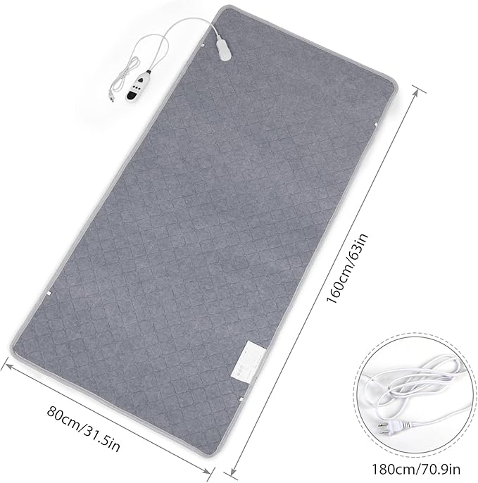 Heated Mattress Pad Mini Twin Size, 31.5" x 63" Electric Mattress Pad with Digital Controller, 9 Heat Settings, 1-6 Hours Auto Shut Off, Fast Heating, Machine Washable, Gray