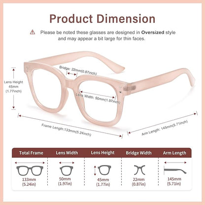 Madison Avenue Blue Light Blocking Glasses Oversized Fashion Blue Light Glasses for Women Anti Eyestrain & UV Protection Computer Eyeglasses (Nude Pink)