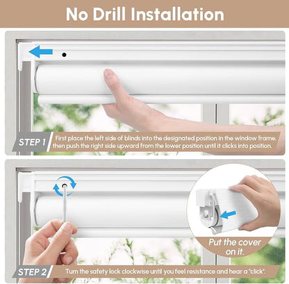 Kincmo No Drill Motorized Blinds with Remote, 100% Blackout Roller Shades for Windows, Custom Electric Blinds Compatible with Alexa, Apple Homekit, Google Home (100% Blackout Elegant White)
