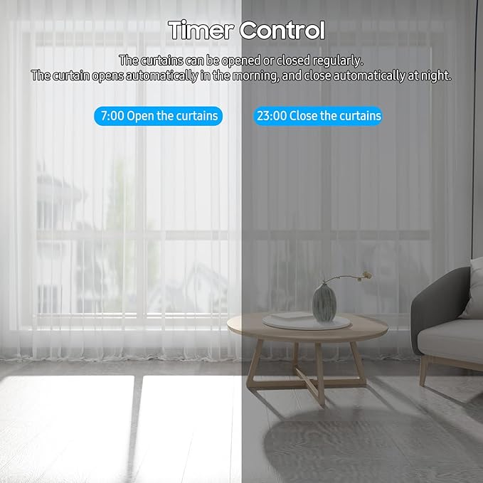 2Pcs Smart Curtain Motor with Temperature Light Sensor WiFi BT Voice Control for Roman Rod, APP Remote Control for Smart Home (WiFi)