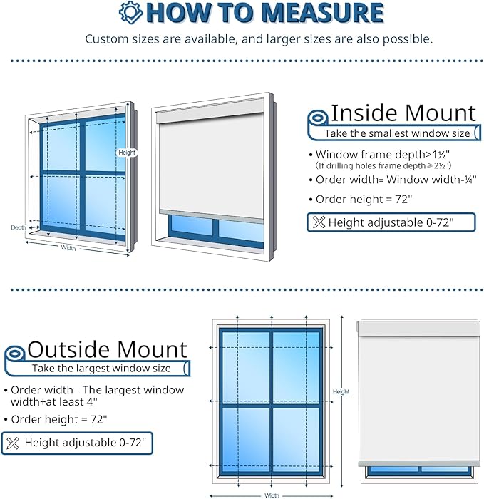 Motorized Blinds for Windows - Hapadif Roller Window Shades with Remote, No-Drill Installation, Cordless Automatic Blackout Electric Blinds, Adjustable Height, Easy to Use (Black, 35 x 72)