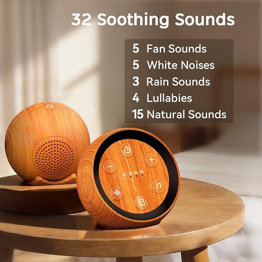 Battery Small Sound Machine White Noise Machine for Baby Kid Adult with 32 Calming Sounds 32 Volume Levels Portable Sleep Brown Noise Machine with 4 Timer Memory Function for Travel Office Privacy