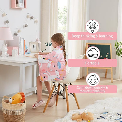 HOSUKKO Weighted Blanket - 2 lbs Pink Unicorn Heavy Lap Indoor - Small Size Breathable Blanket(19 * 21 inches, 2 lbs)
