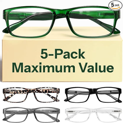 Gaoye Professional Reading Glasses for All Day - Computer Readers with Blue Light Protection - Value Pack