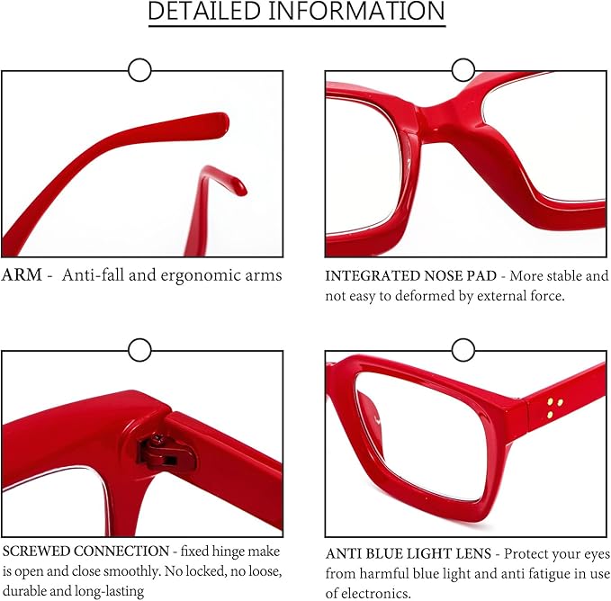 REAVEE 2 Pack Oprah Style Oversized Reading Glasses for Women Men Blue Light Blocking, Ladies Stylish Retro Square Large Computer Readers (Red/Brown Leopard 0.0x)