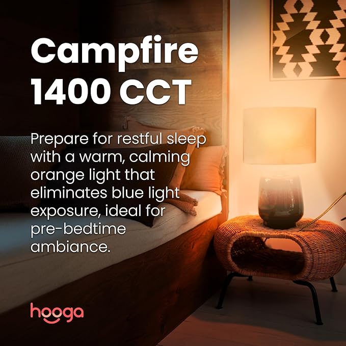 hooga Circadian Rhythm Full Spectrum LED Light Bulb - 2700K, 2100K, 1400K, Flicker-Free, Blue Light Free Night Mode, 7W Energy Efficient Warm White for Sleep, Relaxation & Focus - 2 Pack