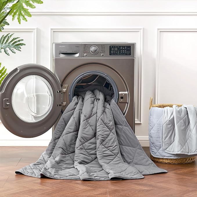 Cozy Bliss Cooling Blanket for Kids Hot Sleepers, Q-Max 0.45 Cooling Comfort, Cold Blankets for Night Sweats Sleeping, Ultra-Cool Lightweight Breathable Blanket for Travel, Glacial Grey 40"x60"