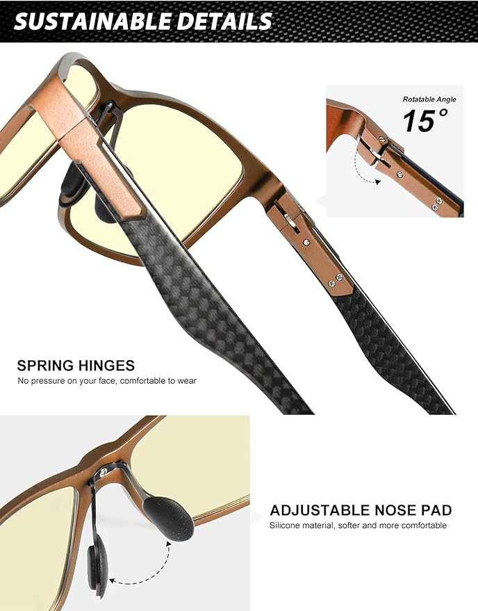 ANYLUV Blue Light Blocking Glasses Men Computer Gaming Glasses Lightweight Al-Mg Metal Anti Eyestrain Eye Protection