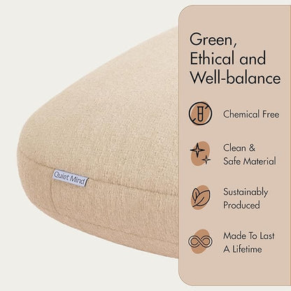 Quiet Mind Weighted Pillow for Adults 12 Lbs - Get Better Sleep - Sustainably Made and Chemical Free - Machine Washable (Large, Cashew)