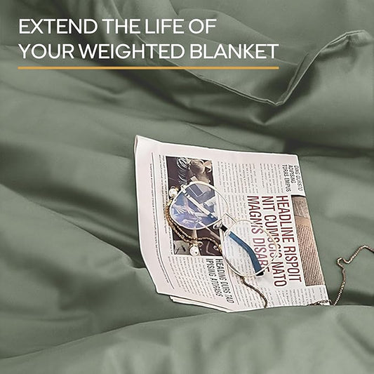 ZonLi 48"x72" New Green Duvet Cover, Oeko-texCertified 100% Cotton, Twin Size RemovableDuvet Cover for Weighted Blanket