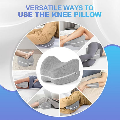 Knee Pillow for Side Sleepers for Back Pain,Leg Pillow for Side Sleepers, Memory Foam Cushion Knee Support Pillows,Pain Relief, Pregnancy Travel Pillow with Extra Washable Cover