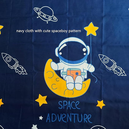 Bottom Bunk Bed Curtains Privacy Cloth Underbed Curtains for Low Loft Bed Twin, 2 Panels, Navy Spaceboy