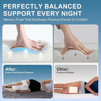 Knee Pillow for Side Sleepers,Leg Pillows for Sciatica,Knees,HIPS,Joints Between Legs,Back Pain Relief When Side Sleeping Spine Alignment Support for Knee Surgery Recovery,Removable Strap