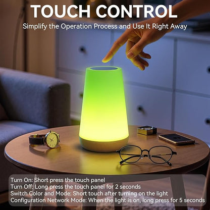 Auxmir Smart Table Lamp, Dimmable Nursery Night Light for Baby Work with App/Voice Control, LED Lamp with Music Sync and 100+ Scene Modes, Bedside Timer Lamp for Bedroom Living Room Sleep Aid(Corded)