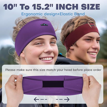 Sleep Headphones Bluetooth Headband for Side Sleeper, 17H Playtime, Wireless Headband Headphones with HD Stereo Speakers for Workout,Running,Yoga, Ideal Gifts for Men, Women, Teens, Black + Purple