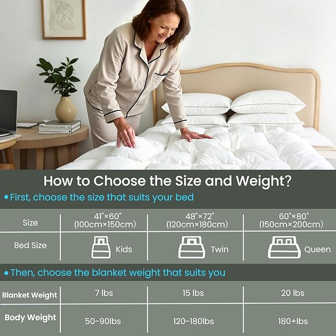 Calm&Relax Weighted Duvet Blanket: 2-in-1 Reversible Hybrid, Machine Washable with Cotton Fluffy Comforter & Heavy Side, 9-Layer Breathable for Hot Sleepers, Twin 15 lbs (48"x72")