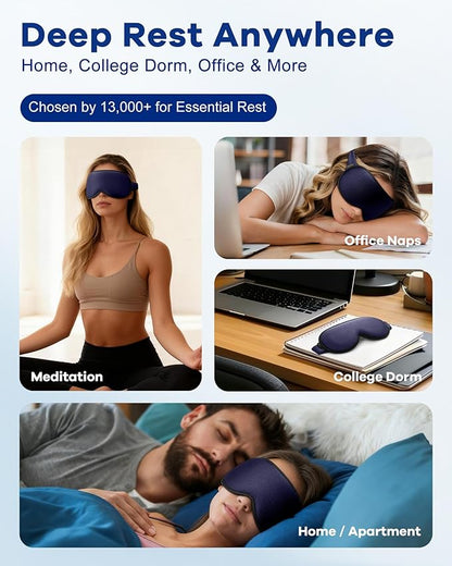 3D Cooling Gel 6oz Weighted Eye Mask for Sleeping & Screen Fatigue Relief, Ice Cold Compress Sleep Mask for Migraines, Headaches & Eye Strain, 100% Blocking Contour Eye Mask for Better Rest, Blue