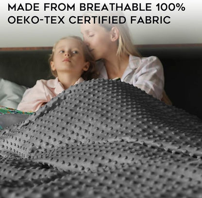 YnM Exclusive Cooling Rayon & Cozy Velvet Dual-Sided Cover for Weighted Blanket (60''x80'') - Light Grey