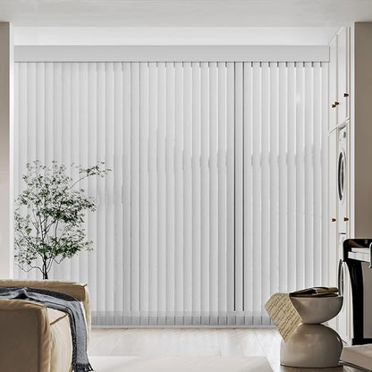 Cordless Vertical Blinds Window Blind, Blackout Fabric Vertical Blind, Energy Saving UV Protection Noise Reduce Vertical Blinds for Sliding Glass Doors, Patio Doors, Pure Light Grey