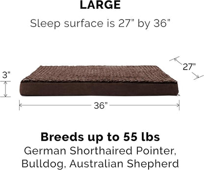 FurHaven Supportive Cooling Memory Foam Classic Mattress Dog Bed with Washable & Removable Cover - Plush Faux Fur/Suede Mattress - Chocolate, Dogs Up to 55 lbs - Large