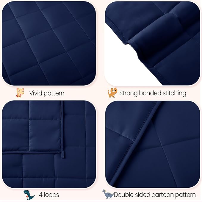 HOSUKKO Weighted Blanket - 7 lbs Navy Blue Heavy Blanket - Breathable Blanket(41 * 60 inches, 7 lbs)