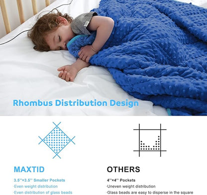 MAXTID Kids Weighted Blanket 5lbs for Boys Blue 36inx48in Heavy Blanket for Children