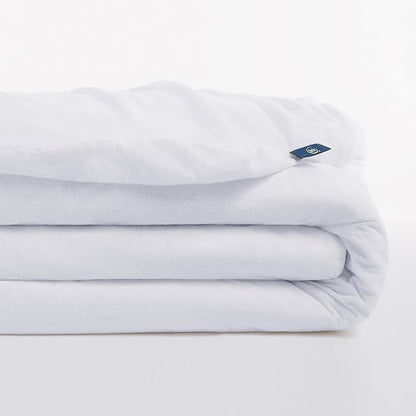 Serta Soft Top Mattress Cover, 39" x 75" Odor-Preventing and Stain-Resistant Waterproof Mattress Protector, 18" Elastic Deep Pocket for Secure Fit, Twin Mattress Pad, White