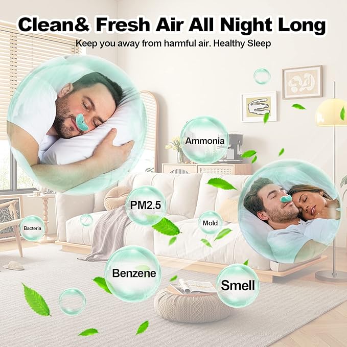 Electric Anti Snoring Devices, Mini Machine, Airing Micro for Travel, Sleep Apnea Devices, Snoring Solution for Men and Women, Suitable for All Nose Shapes Mint Green