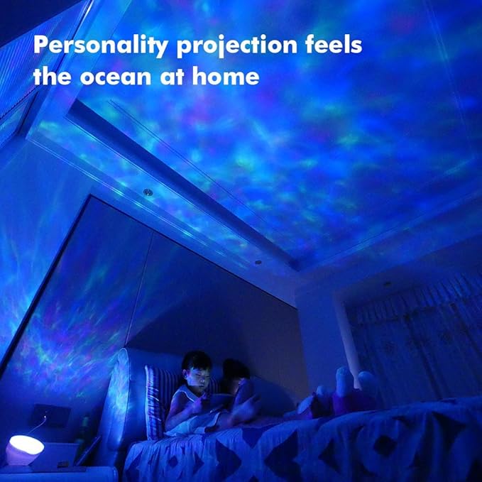 TOMNEW Ocean Wave Projector Sound Machine, Night Light Projector with Remote Control Timer 8 Colors LED Lighting Modes Water Lamp for Kids Adults Bedroom Living Room Party Decorations Gift (White)