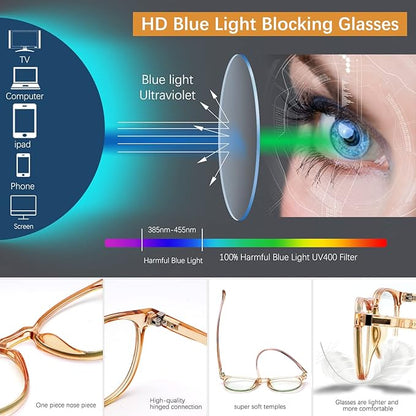 Blue Light Blocking Glasses for women/men - 4Pack Computer Reading/Gaming/TV/Phones Glasses Anti UV Glare Eyestrain