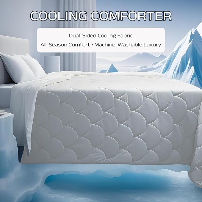 Cooling Comforter for Hot Sleepers - Lightweight Breathable Tencel Blend, Double Sided All-Season Comforter, Temperature Regulating & Machine Washable (Gray, Throw(70''L*60''W))