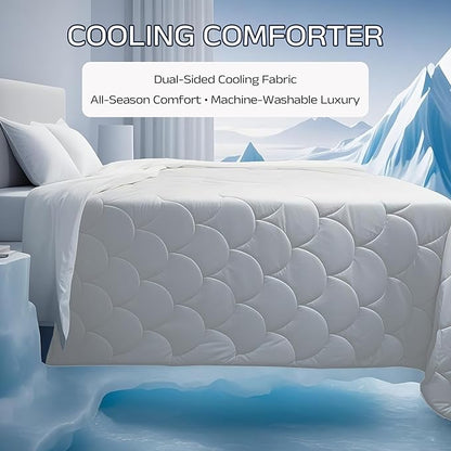Cooling Comforter for Hot Sleepers - Lightweight Breathable Tencel Blend, Double Sided All-Season Comforter, Temperature Regulating & Machine Washable (Gray, Throw(70''L*60''W))