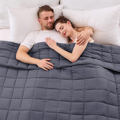 yescool King Size Weighted Blanket for Adults (25 lbs, 80” x 87”, Grey) Cooling Heavy Blanket for Sleeping Perfect for 240-260 lbs, Breathable Blanket for Adults & Couple All Season, Machine Washable