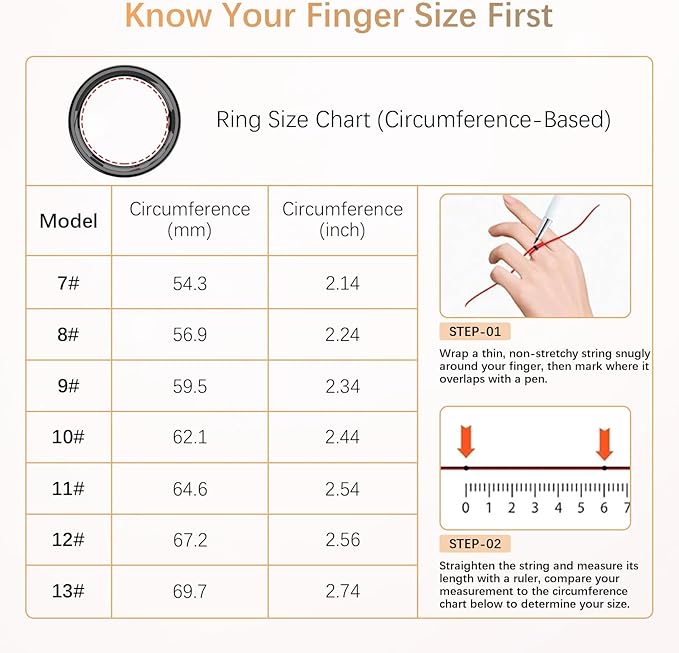 Fit Ring for Women Men, Ring Health Tracker with Heart Rate,Blood Oxygen,Heart Rate Variability, Stress, Sleep Monitor, Step Counter, Smart Ring for iPhone & Android, No Subscription Fee (Black, 11#)