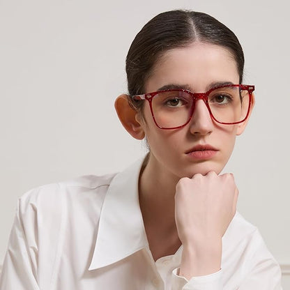 Oversized Square Blue Light Blocking Glasses for Women Men, Anti-Fatigue Computer Monitor Glasses Reduce Eye Strain