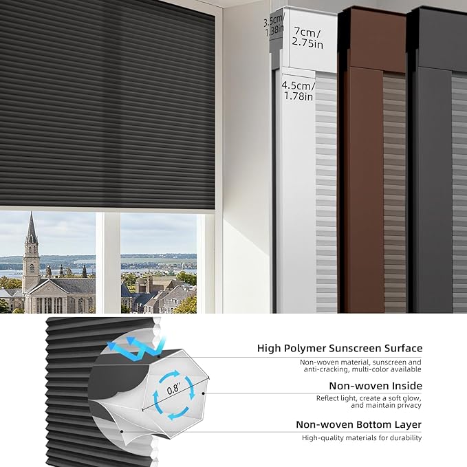 ZSTARR Motorized Skylight Shades Blackout Cellular Honeycomb Electric Blinds with Solar Panel Cordless Rechargeable with Remote for Roof and Slanted Windows Custom Size (LF Charcoal)