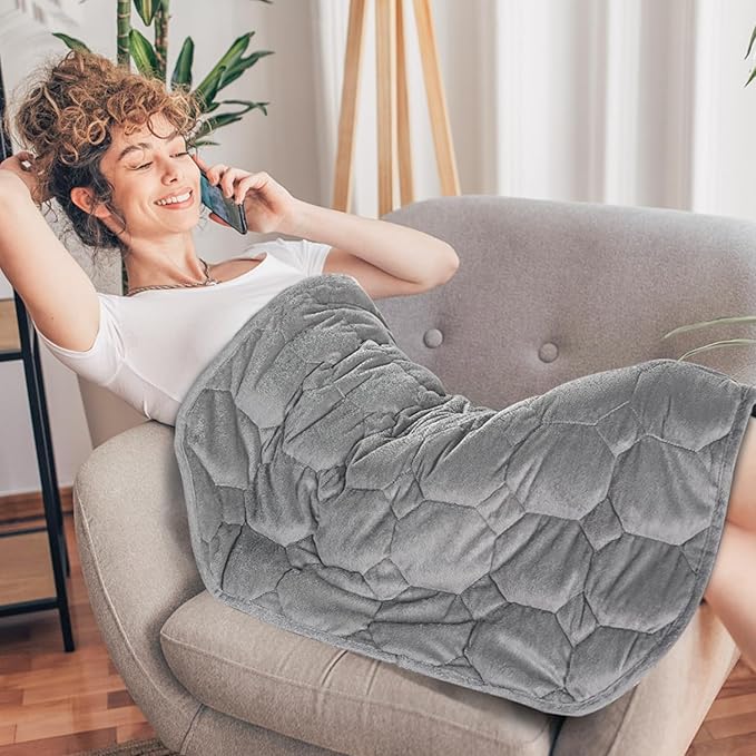 Topblan Weighted Lap Blanket 7lbs for Adults, Small Weighted Blanket Throw for Napping, Relaxation, Calming and Travel, Skin Friendly & Machine Washable for All-Season Sleeping, Grey 24x29 inches