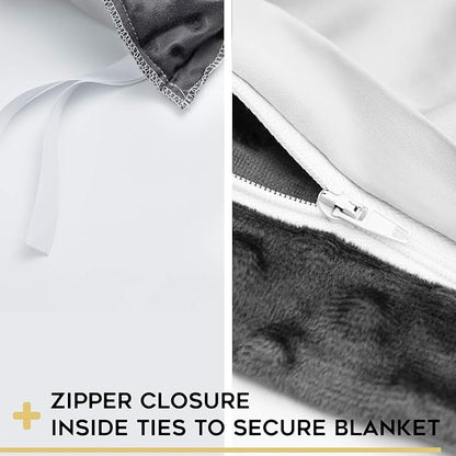 YnM Exclusive Cooling Rayon & Cozy Velvet Dual-Sided Cover for Weighted Blanket (60''x80'') - Light Grey