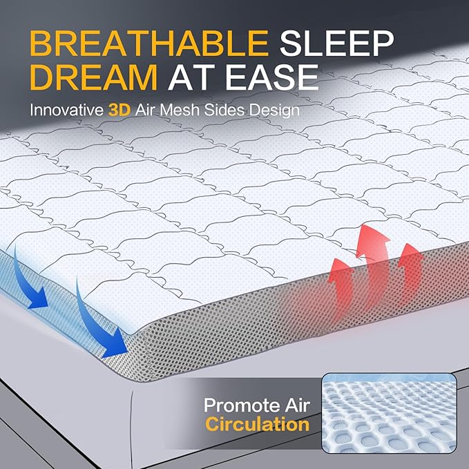 SAPHREAS Memory Foam Mattress Topper Full Size, Back Pain & Pressure Relief, 3" Cooling Gel Memory Foam and 1" Soft Ventilated Mattress Pad Cover, 5-Zone Egg Crate Bed Topper