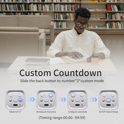 Productivity Timer Flip Gravity Sensor Cube Timer Countdown & Countup,Mute & Vibrate & Sound，5/10/30/60min & Custom Timing, Perfect for ADHD,Work,Learning,Kitchen Cooking (2 White)